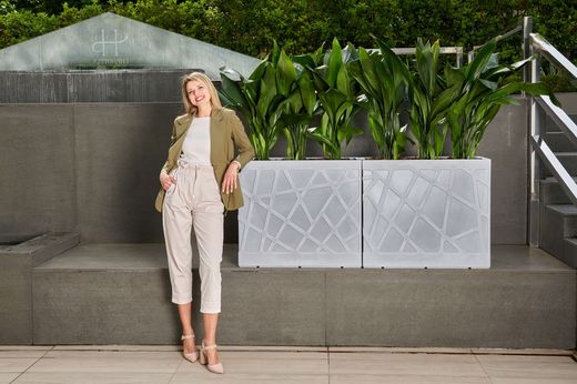 Jardinera resina rectangular alta flowebox 80x30 cm