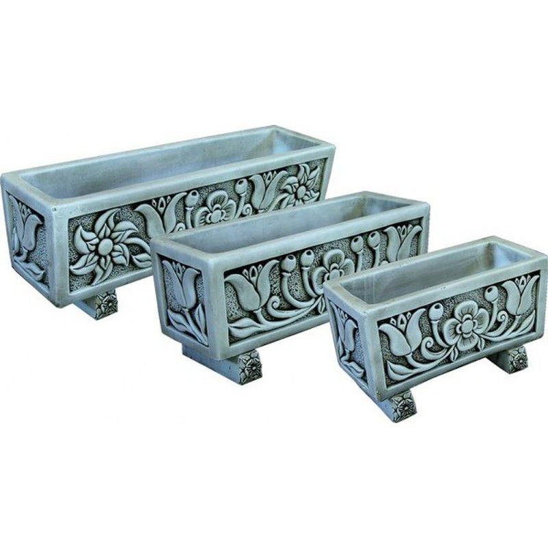 Rectangular stone tulip planter — jardineriadelvalles