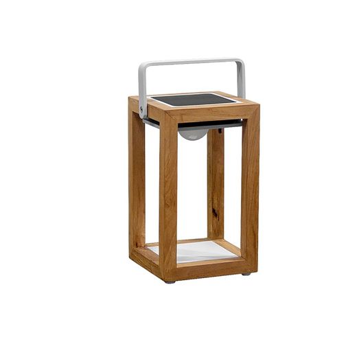 Lampada da tavolo solare modello Lux in teak