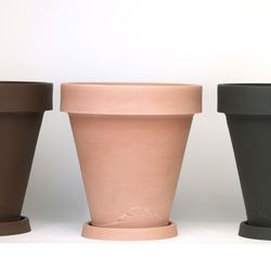 Jardinière classique en résine couleur terre Country ronde 45x49 cm