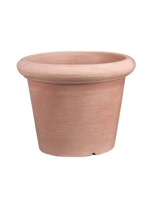 Classic round resin flowerpot finished in Rotondo rustici edge