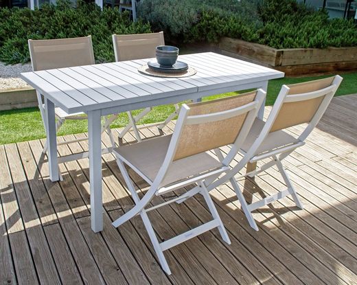 Auto extendable rectangular aluminum garden dining table