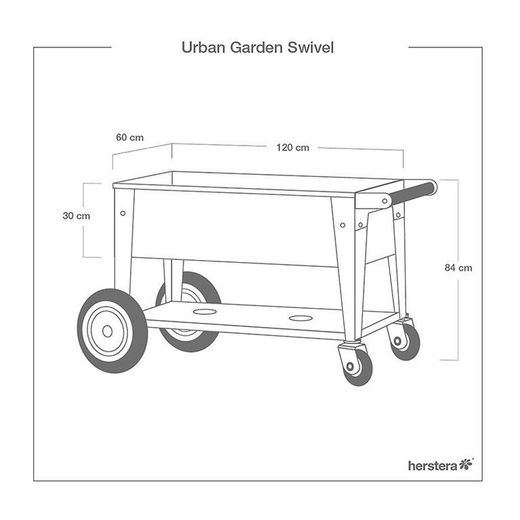 Mesa cultivo con 4 ruedas Trolley Swivel