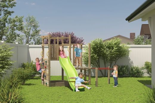 Parque de juegos infantil con calistenia y tobogán Climbing Star