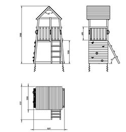 Belvedere tower playground with double swing