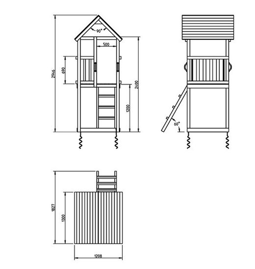 Parque de juegos torre kiosk + columpio doble