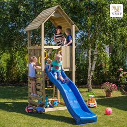 Aire de jeux avec maison en bois, toboggan et bac à sable Carol 1