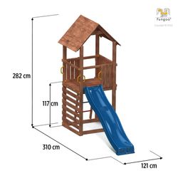 Aire de jeux avec maison en bois, toboggan et bac à sable Carol 1