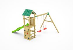Parco giochi per bambini Fungoo Charly con scivolo verde e altalene