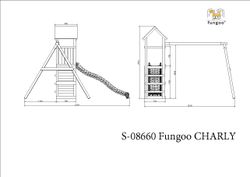 Parco giochi per bambini Fungoo Charly con scivolo verde e altalene
