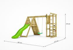 Parque infantil Fungoo Climber con tobogán verde y pared de escalada