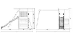 Playground houser com cabine e parede de escalada