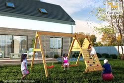 Spielplatz mit Doppelschaukel und Kletterrampe Spider King