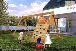 Parque infantil con doble columpio y rampa escalada Spider King