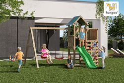Parque niños diversión segura con torre, columpios y tobogán Chester