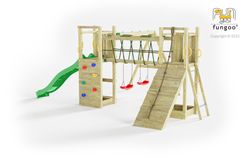Maxi Funny Playground com duas torres e ponte - Castelo de aventura em seu jardim