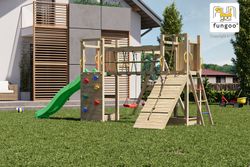 Maxi Funny Playground com duas torres e ponte - Castelo de aventura em seu jardim