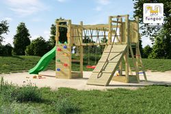 Maxi Funny Playground com duas torres e ponte - Castelo de aventura em seu jardim