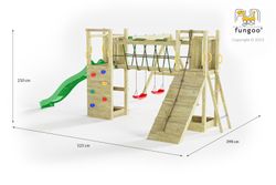 Maxi Funny Playground com duas torres e ponte - Castelo de aventura em seu jardim