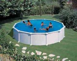 GRE 558 Runder Pool aus weißem Stahl