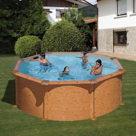 Piscina imitación madera oval GRE 358W