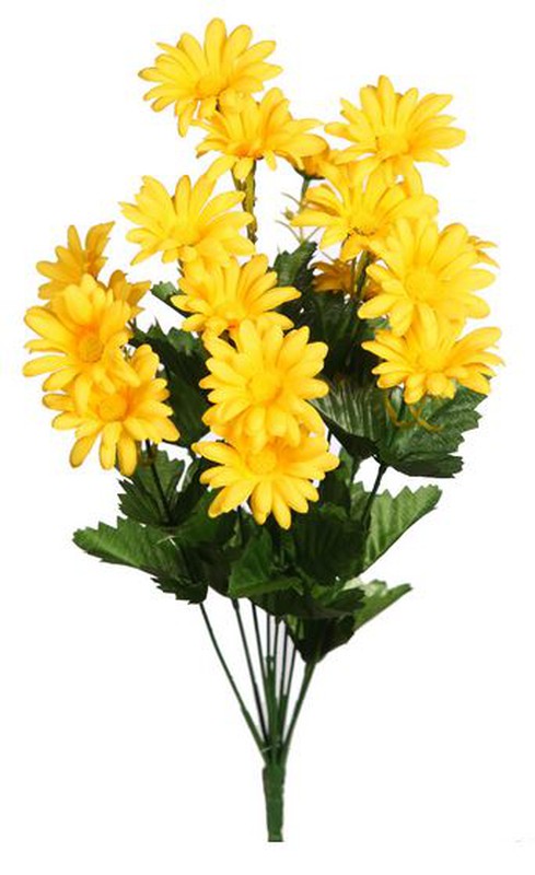 Ramo de margaritas artificiales amarillas, 1 pieza de flores de plástico  anti-UV, flores artificiales para exteriores, plantas, marco de ventana,  decoración colgante para jardín y boda JM
