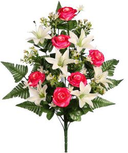 Bouquet of roses and lilies double sided 60cm