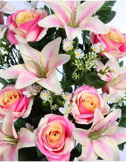 Bouquet of roses and lilies double sided 60cm