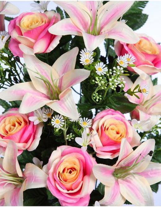 Bouquet of roses and lilies double sided 60cm