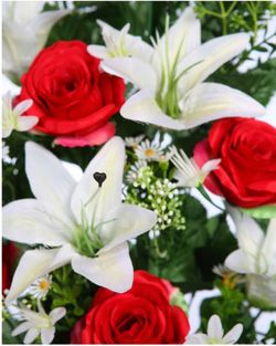 Bouquet of roses and lilies double sided 60cm