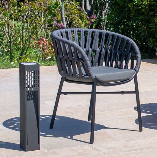 Stackable Aluminum and Synthetic Rope Outdoor Dining Chairs Drop
