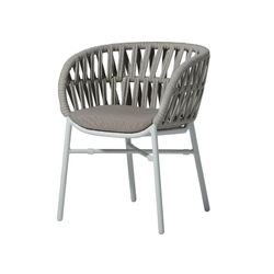 Stackable Aluminum and Synthetic Rope Outdoor Dining Chairs Drop