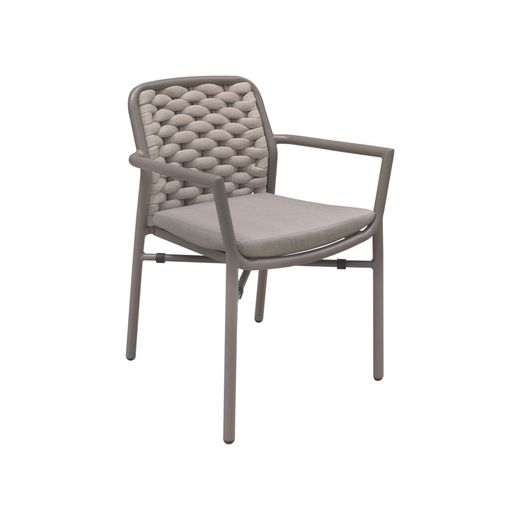 Rio stackable aluminum and synthetic rope outdoor dining armchair