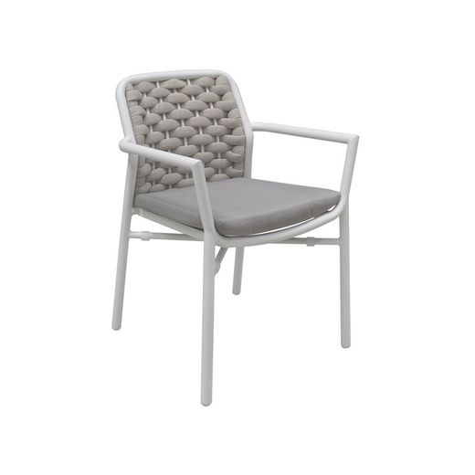 Rio stackable aluminum and synthetic rope outdoor dining armchair