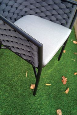 Rio aluminum and synthetic rope outdoor dining armchair