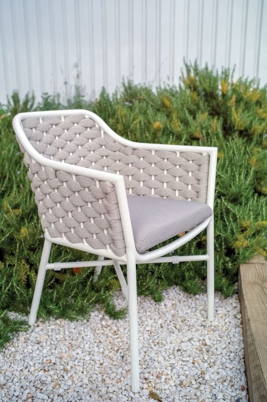 Rio aluminum and synthetic rope outdoor dining armchair