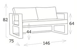 Sofá de jardim 2 lugares de alumínio Belluno