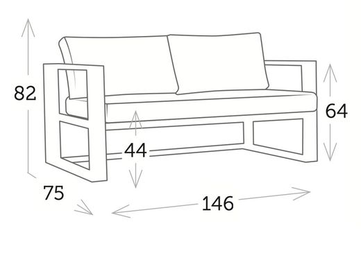 Sofá de jardim 2 lugares de alumínio Belluno