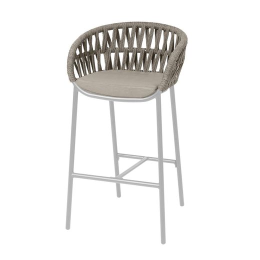 Aluminum and synthetic rope stool with outdoor Drop cushion