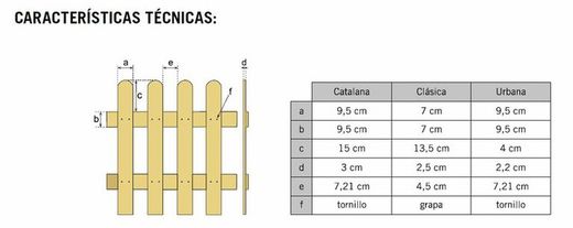 Valla urbana, madera tratada